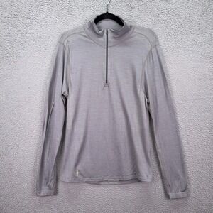 Smartwool Base Layer Mens M Gray Merino PhD Half Zip Pullover Washable Outdoor